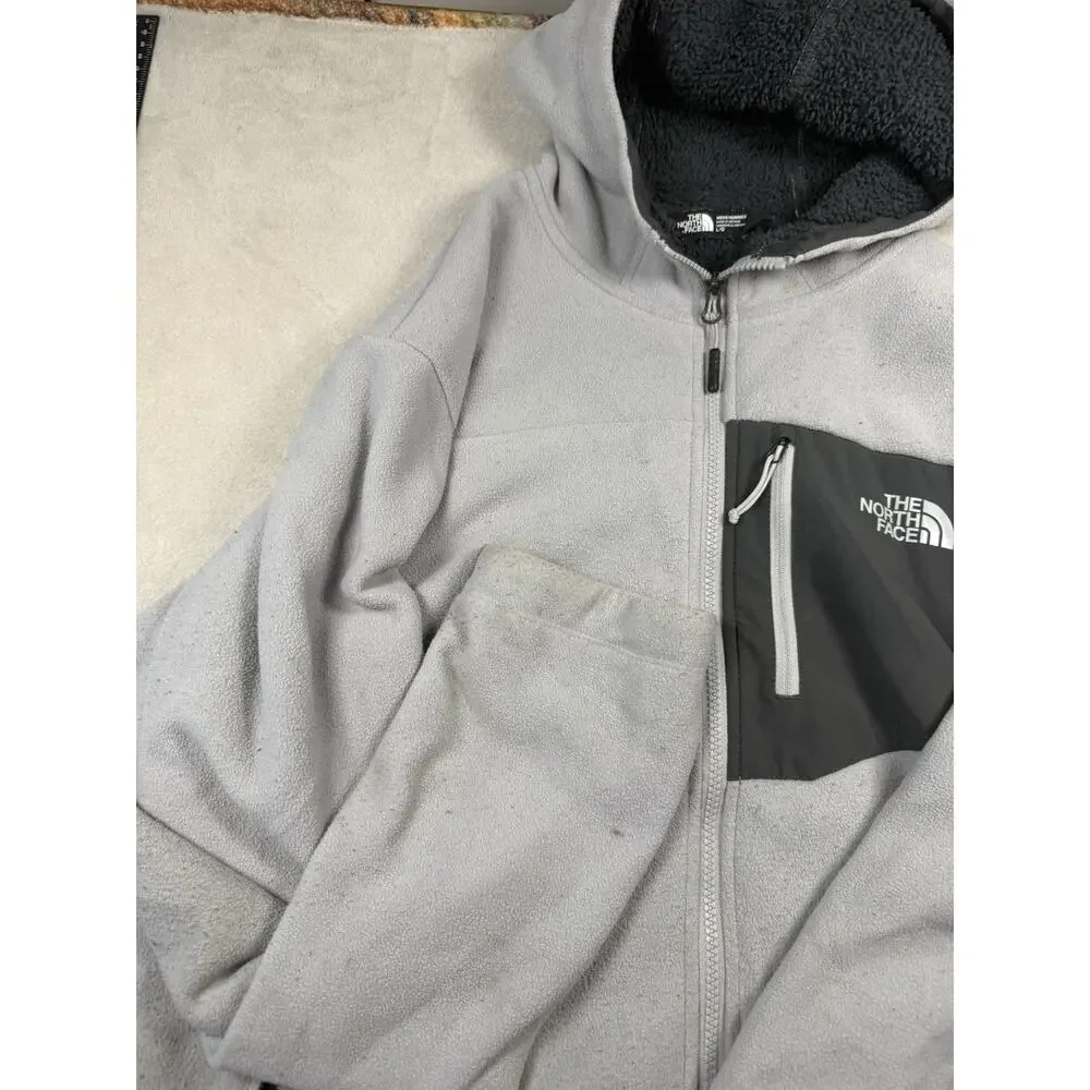 The North Face Men’s L Gray Sherpa Lined Full Zip Hooded Fleece Jacket